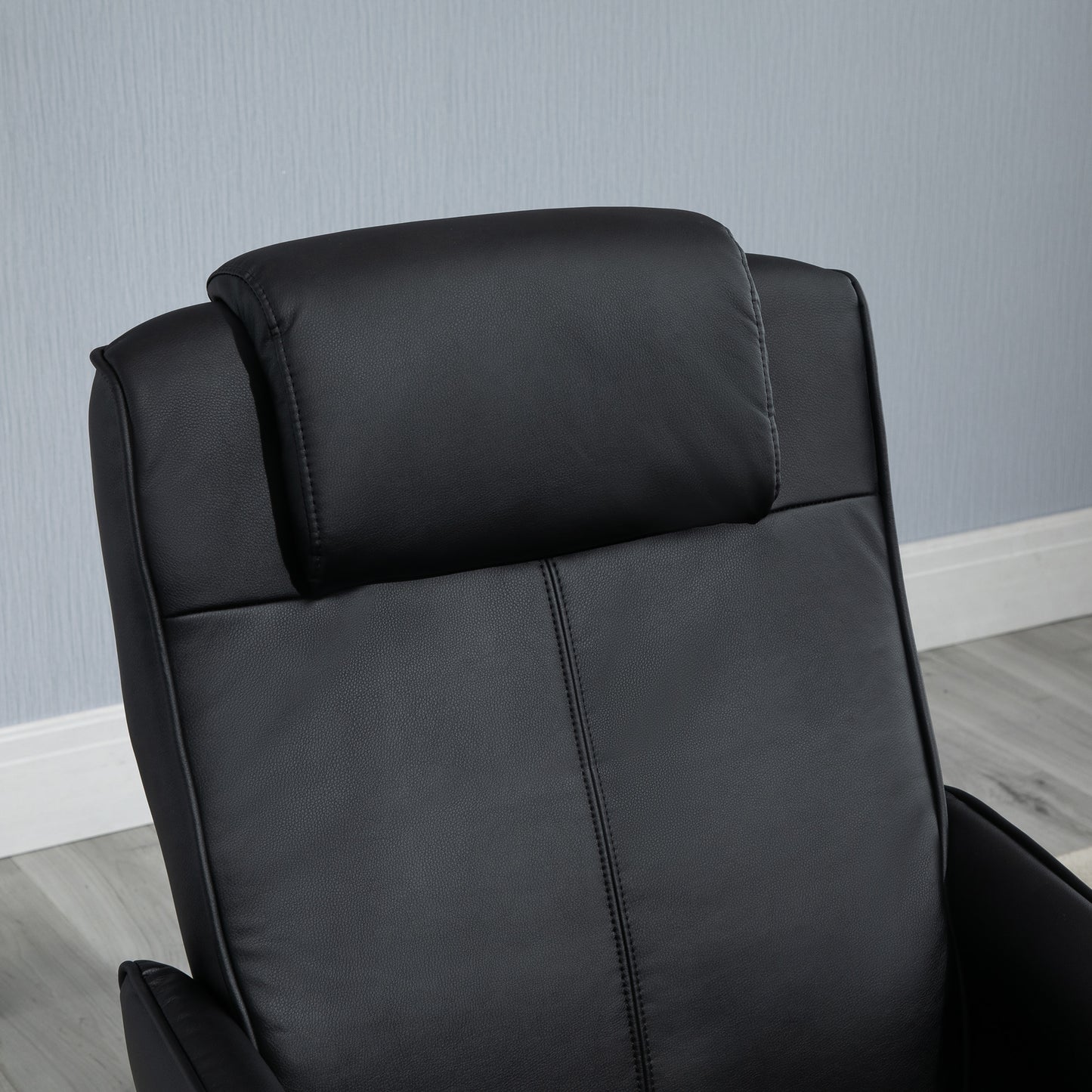 Relaxstoel – Fauteuil – Relaxfauteuil – Stoel Met Voetenbank – Zwarte Kunstleren Bekleding – Verstelbare Rugleuning – Ergonomisch Ontwerp