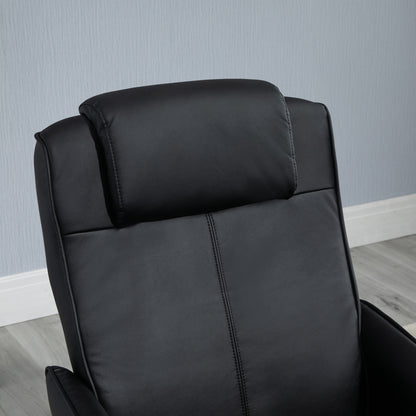Relaxstoel – Fauteuil – Relaxfauteuil – Stoel Met Voetenbank – Zwarte Kunstleren Bekleding – Verstelbare Rugleuning – Ergonomisch Ontwerp