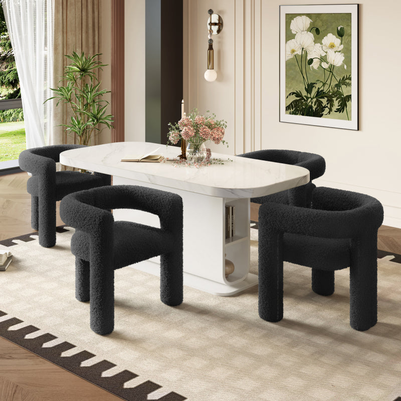Fauteuil – Zitzak – Loungestoel – Relaxstoel – Sessel – Ergonomisch Design – Teddy Fleece Bekleding – Zwart – Comfortabel – Stijlvol