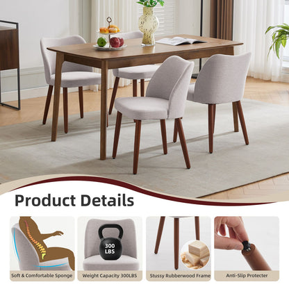 Eetkamerstoelen – Stoelen – Zwarte Stoelen – Keukenstoelen – Café Stoelen – Set van 2 Grijs – Ergonomische Rugleuning – Stevige Houten Poot