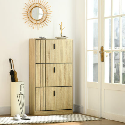Schoenenkast – Schoenenrek – Schoenenopberger – Schoenenbank – Schoenenkast – 63x24x117 cm – 18 Paar Schoenen – Spaanplaat Met Melamine Coating – Ventilatieopeningen