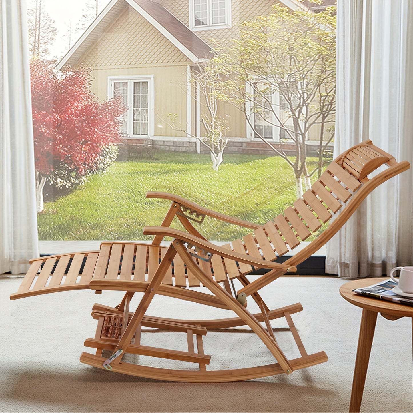 Schommelstoel – Relaxstoel – Fauteuil – Loungestoel – Tuinstoel – Inklapbaar & Verstelbare Rugleuning – Stevig Stalen Frame Met Weerbestendig Kunststof Vlechtwerk – Draagvermogen 200 kg