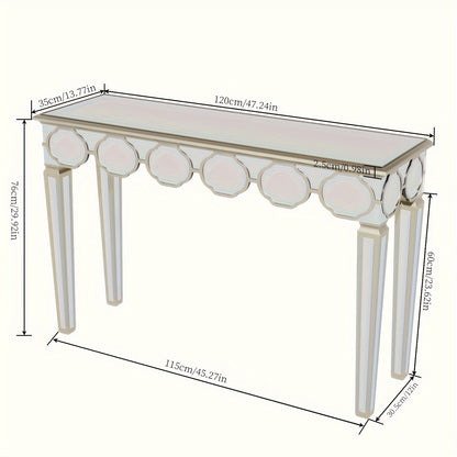 Spiegelconsole – Sidetable – Kaptafel – Haltafel – Make-uptafel – Luxe Design – Groot Formaat 120x35x76 cm – Lichtgouden Frame