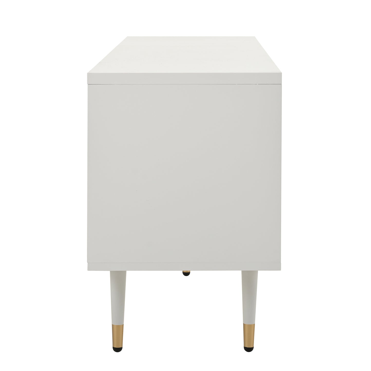 BTM TV Lowboard / TV Cabinet with Lattice Front, Concealed Handles, Golden Accents, Four Doors, Storage Space & Cable Management, Adjustable Feet, 170×36×54 cm