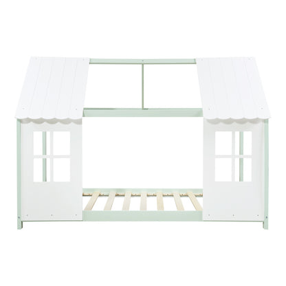 Kinderbed – Huisbed – Halfopen Bed – Peuterbed – Houten Bed – 120x200 cm – Massief Dennenhout – Speels Huisdesign