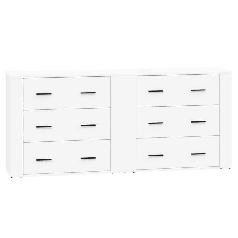 Dressoir – Kast – Opbergkast – Ladekast – Commode – Set Van 2 – Wit Bewerkt Hout – Stijlvol En Praktisch