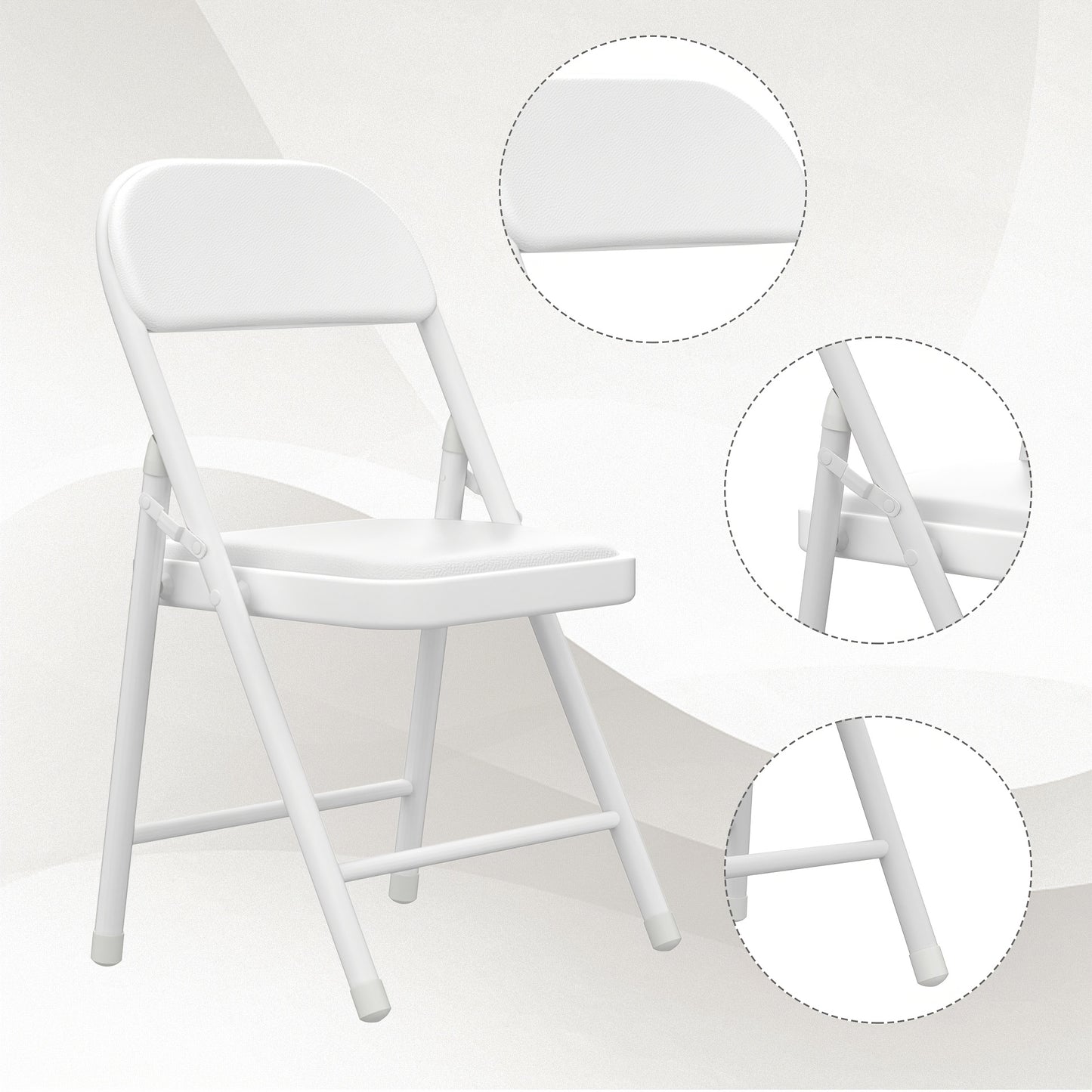 Klapstoel – Vouwstoel – Opvouwbare Stoel – Stapelbare Stoel – Zwarte Set – Metalen Frame – Memory Foam Zitting