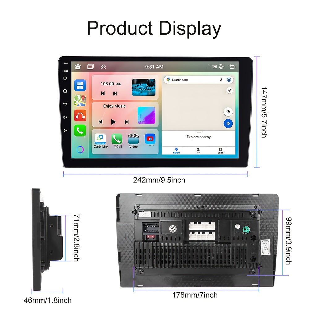 Android Autoradio – Autoradio, Navigatiesysteem, Multimedia, DAB Radio – 25,65 cm IPS Touchscreen – Android 13, Draadloos CarPlay & Android Auto