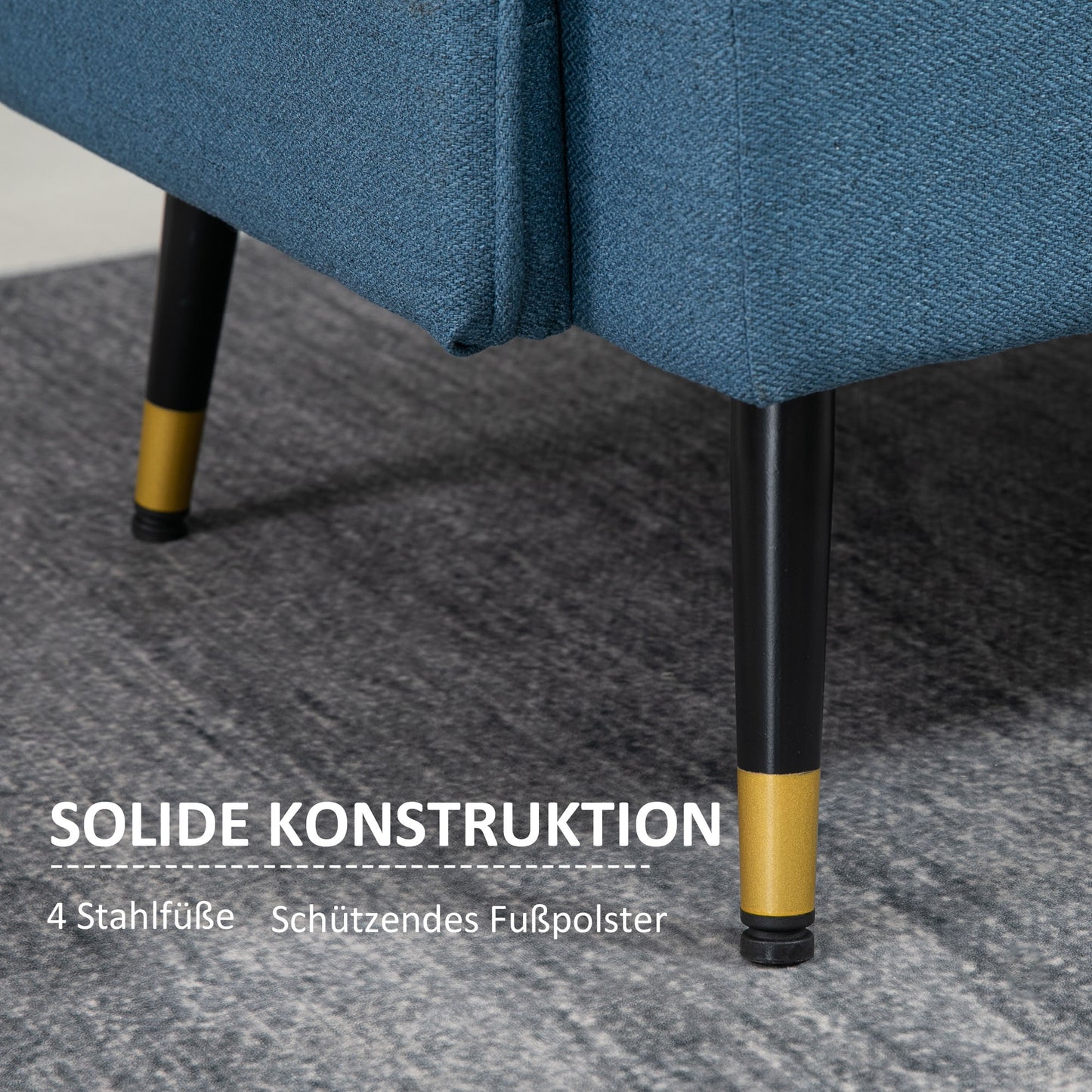 2-Zits Sofa – 2-Persoonsbank – Loveseat – Tweezitsbank – Retro Bank – Donkerblauw – Linnenlook – Knoopdetails – Compact & Comfortabel