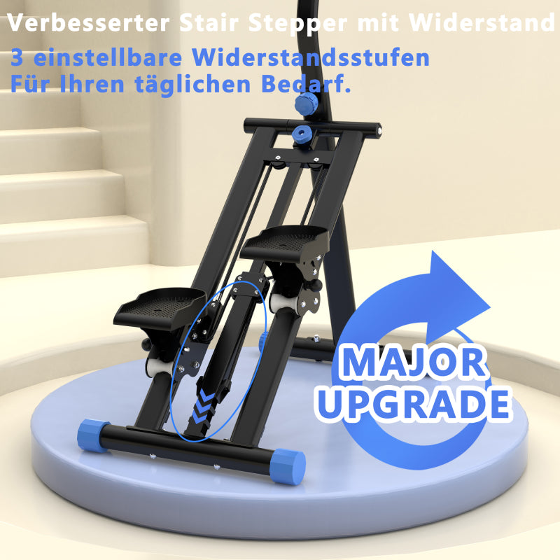 Trapstepper – Stepper – Stair Climber – Fitnessstepper – Cardio Trainer – Verstelbare Weerstand 3 Niveaus – Opvouwbaar en Stabiel Tot 120 kg