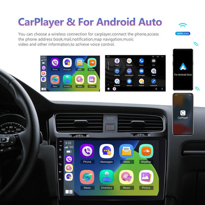Autoradio – Car Stereo – Auto Radio – Multimedia Speler – Double DIN – 10 Inch HD Touchscreen – Android 15 Systeem – Draadloos CarPlay & Mirror Link – Inclusief AHD Camera & Microfoon