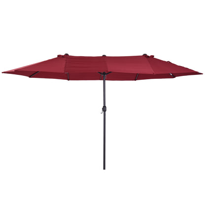 Grote Ovale Parasol – Zonnescherm – Terrasparasol – Dubbele Parasol – Marktparasol – Handzwengel – Lichtbruin Polyester – Windbestendig & XXL Schaduw