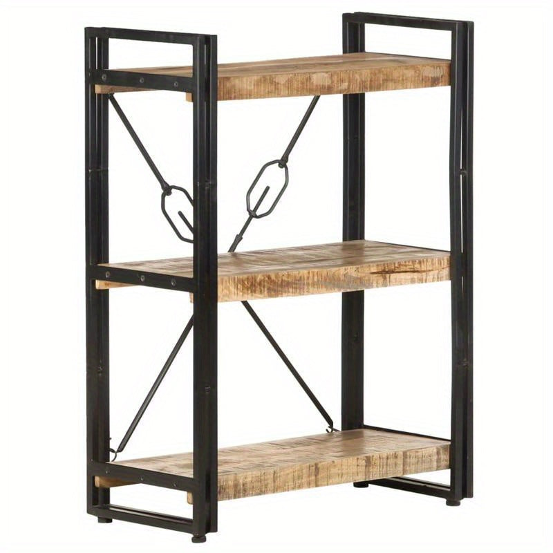Bookshelf with 3 Shelves Measuring 60X30X80 Cm Made of Solid Mango Wood. Vertical Boards, Sturdy And Durable, Attractive, Ample Storage Space, Smooth Surface, Moisture-Resistant, Warp-Resistant, And Split-Resistant, Suitable