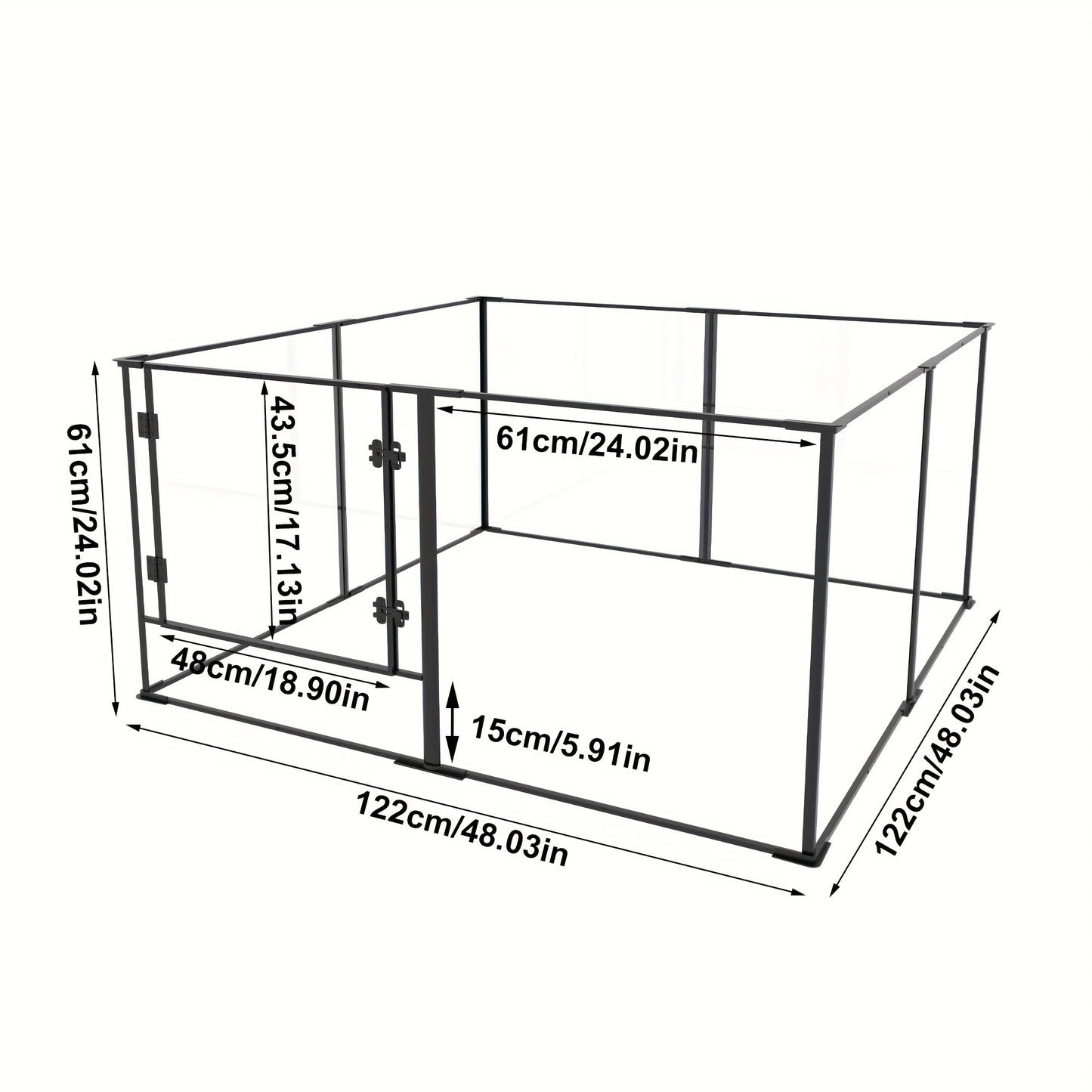 Hondenren – Puppyren – Hondenkennel – Hondenbench – Binnenren – 122x122 cm – Plexiglas – Modulair & Uitbreidbaar