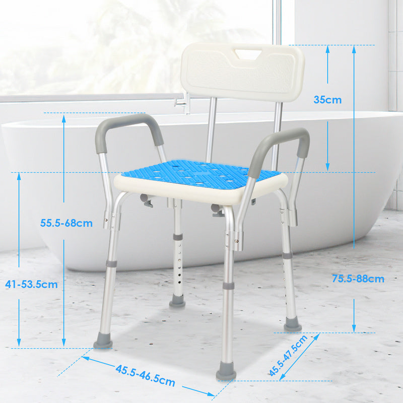 Douchekruk – Douchestoel – Douchezitje – Badkamerstoel – Douchekrukje – Verstelbaar 41-53,5 cm – Aluminium Frame met Anti-Slip Voetjes