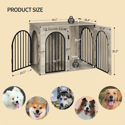 Hondenhok – Hondenbench – Hondenkooi – Hondenhuis – Kennel – Dubbele Deuren – Robuuste Stalen Buizen – 60x100x68 cm – Draagt Tot 100 kg