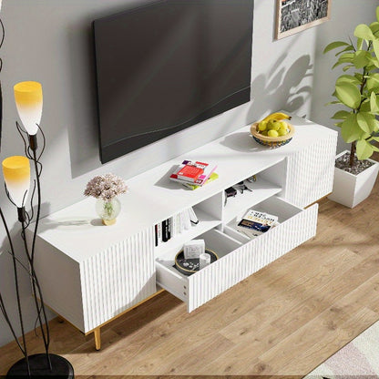 Tv Meubel – Tv Kast – Media Console – Entertainment Center – Meuble Tv Avec Rangement – Metaal Met Gouden Accenten – Duurzaam En Compact Design