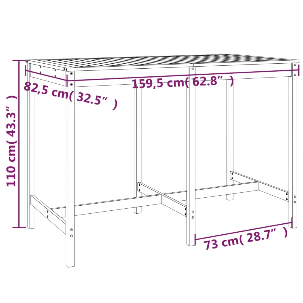 Houten Barset – Buitenbarset – Tuinbar – Terrasmeubilair – Balkonset – Massief Grenenhout – Compact Design