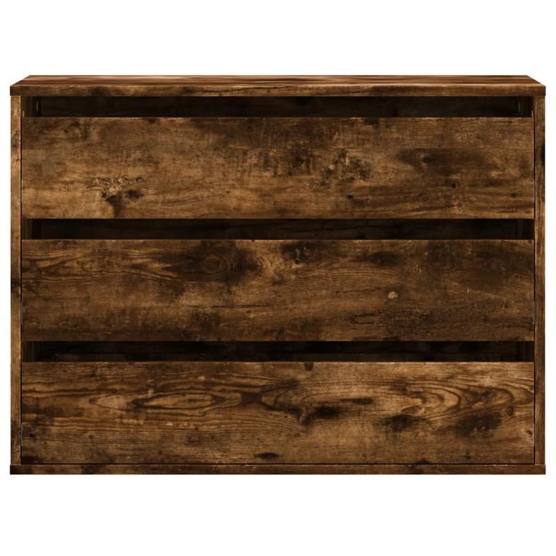 Easy Assembly Modern Dresser Cabinet - Smoked Oak Finish, Sturdy Engineered Wood Construction with Three Drawers, Compact Storage for Living Room, Bedroom, Office - Space-Saving Organizer (80x41x58cm), Contemporary Furniture,