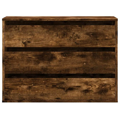 Easy Assembly Modern Dresser Cabinet - Smoked Oak Finish, Sturdy Engineered Wood Construction with Three Drawers, Compact Storage for Living Room, Bedroom, Office - Space-Saving Organizer (80x41x58cm), Contemporary Furniture,