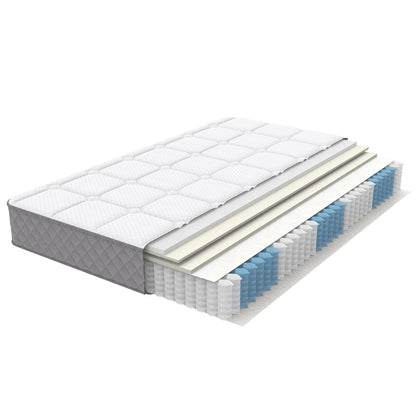 Orthopedic Cold Foam Mattress 90x200cm, Mattress with 7-zone Pocket Spring Core, Firmness Level H3 (medium Firm), 20cm High, 4 Handles + Vacuum Packaging, Extra Firm Mattress, Queen Size Mattress Plush, Plush Mattress, Hard M