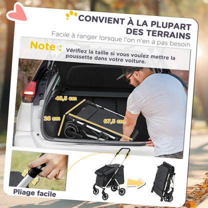 Hondenbuggy – Hondenwagen – Hondentrolley – Dierenbuggy – Wandelwagen – Lichtgewicht Aluminium – Wasbare Kussen – Grijs