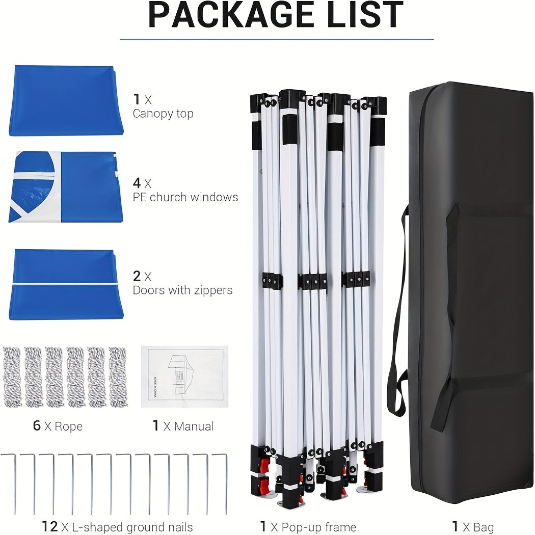 Feesttent – Partytent – Paviljoen – Tuintent – Vouwtent – Pop-up Tent 3,05x6,1 m – Waterdicht – Verstelbare Hoogte met Zijwanden en Draagtas