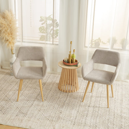 Eetkamerstoel – Stoel Met Armleuning – Designstoel – Keukenstoel – Scandinavische Stoel – Comfortabel Gestoffeerd – Metaal Met Houten Poten – Bruin – 56x56x78 cm