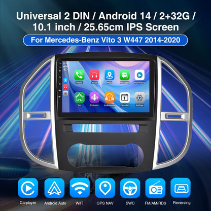 Autoradio – Touchscreen Stereo – Multimedia Speler – Navigatiesysteem – Android Radio – 10,1 Inch IPS Scherm – Android 14.0 – Draadloos CarPlay & GPS Navi
