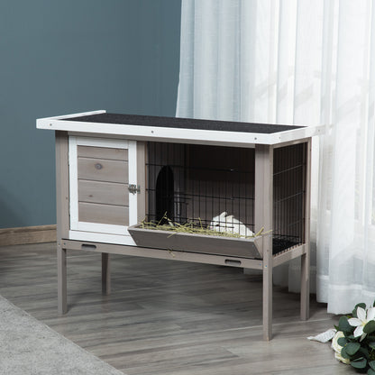 Konijnenhok – Knaagdierkooi – Buitenren – Dierenverblijf – Houten Kooi – Verhoogd Met Asfalt Dak – Afneembare Schuiflade