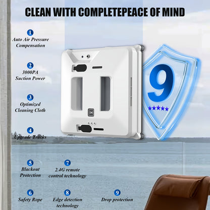 Raamwisser Robot – Raamreiniger – Ramenwasser – Glasreiniger – Automatische Ramenreiniger – Draadloze Afstandsbediening – Edge Sensing Technologie – Noodstroomvoorziening – Wit