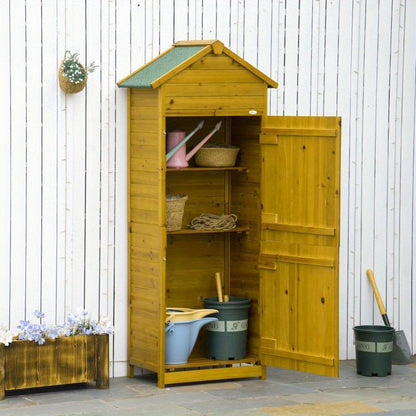 Houten Tuin Opbergkastje – Tuinkast – Buitenberging – Tuinkastje – Opbergkast – Weerbestendig Hout – Dubbele Deuren Met Slot – 79x49x191,5 cm – Robuust & Veilig