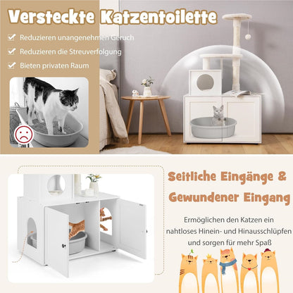 Kattenklimpaal – Krabpaal – Kattenhuis – Kattenmeubel – Krabmeubel – Multifunctioneel Design – Stabiele Houten Constructie – Wit