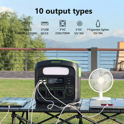 Powerstation – Noodstroomvoorziening – Generator – Camping Accu – Mobiele Energiecentrale – 576Wh LiFePO4 Batterij – 700W Piekvermogen – Zuivere Sinusgolf AC Uitgangen – USB-C PD 100W Snelladen