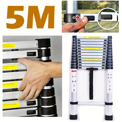 Uitklapladder – Vouwladder – Uitschuifladder – Telescopische Ladder – Trapladder – 6,2 Meter – Aluminium – Afneembare Haak – Max. Draagvermogen 150 kg – Antislipvoeten