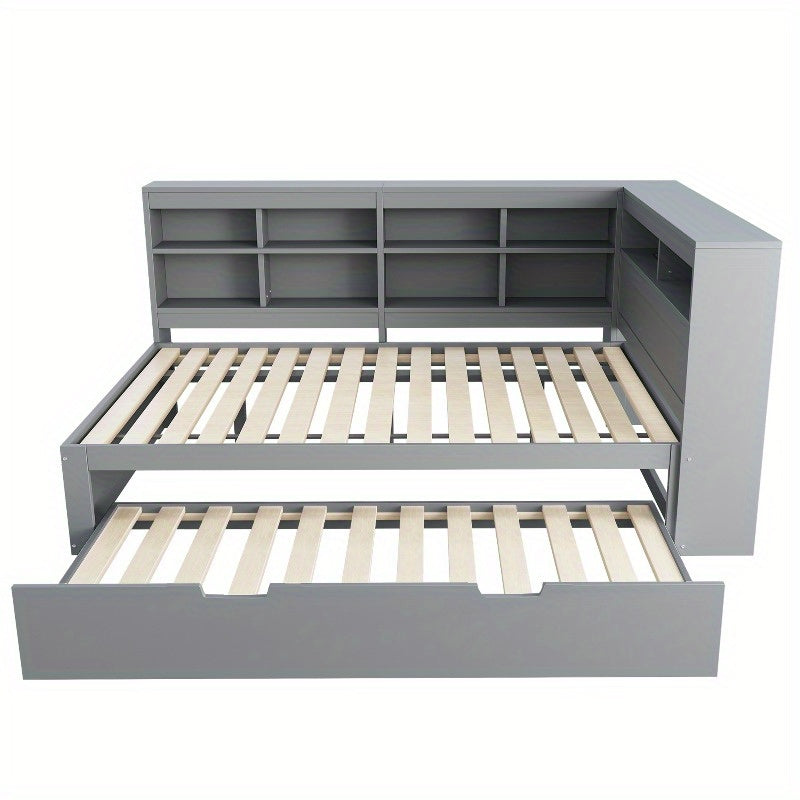 Uitschuifbare Bankbed – Slaapbank – Bedbank – Slaapbank Met Opbergruimte – Zithoek Met Sleeper – Dubbel Bed 140x200cm – Modern Grijs – Ruimtebesparend