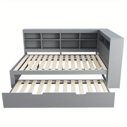 Uitschuifbare Bankbed – Slaapbank – Bedbank – Slaapbank Met Opbergruimte – Zithoek Met Sleeper – Dubbel Bed 140x200cm – Modern Grijs – Ruimtebesparend
