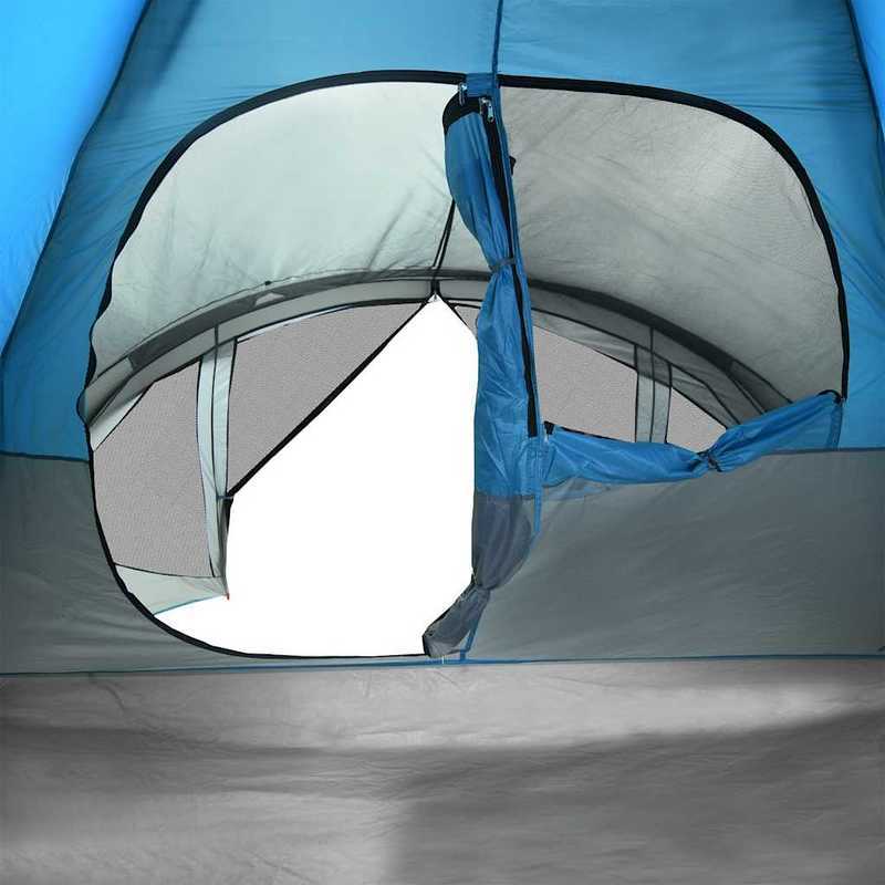 Speeltent – Kindertent – Speelhuisje – Kampeertent – Familietent – Voor 6 Personen – Waterafstotend Polyester – Stevige Glasvezelstokken – Blauw