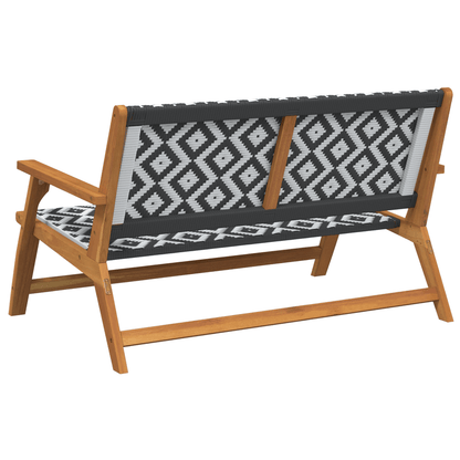 Tuinbank – Tuinmeubel – Buitenbank – Houten Bank – Zwart-Wit – Weerbestendig – Visgraatpatroon – 122x76x73,5 cm – Geen Montage