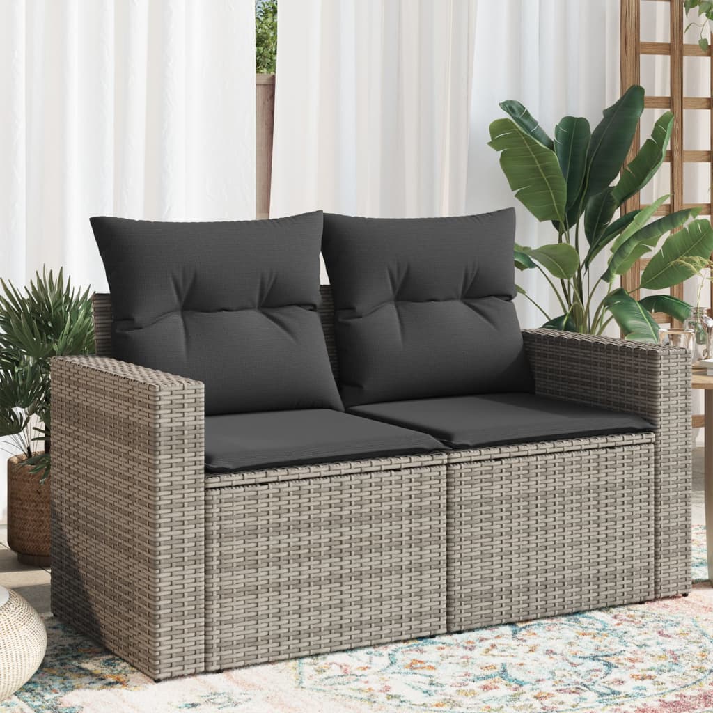 Tuinbank – Buitenbank – Zitbank – Balkonbank – 2 Persoons – Weerbestendig Poly Rattan – Inclusief Afneembare Kussens