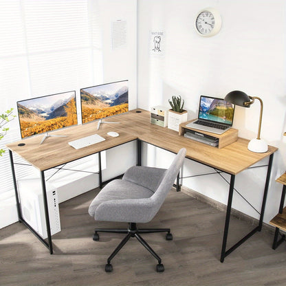 Computerbureau – Bureautafel – Computertafel – Bureaumeubel – Werkplek – L-vormig – Stevig Stalen Frame – 150x150x74 cm – Houtlook