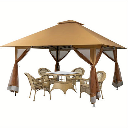 Partytent – Gazebo – Tuinpaviljoen – Feesttent – Tuintent – 400x400 cm – Verstelbare Hoogte & Dubbel Geventileerd Dak
