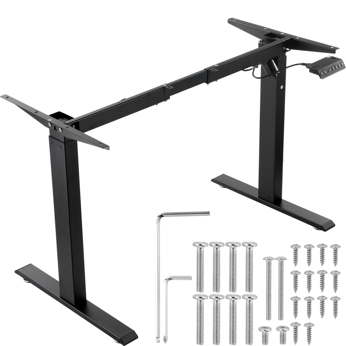 VEVOR Electric Standing Desk Frame Adjustable 70-117 cm H Black Workstation Base