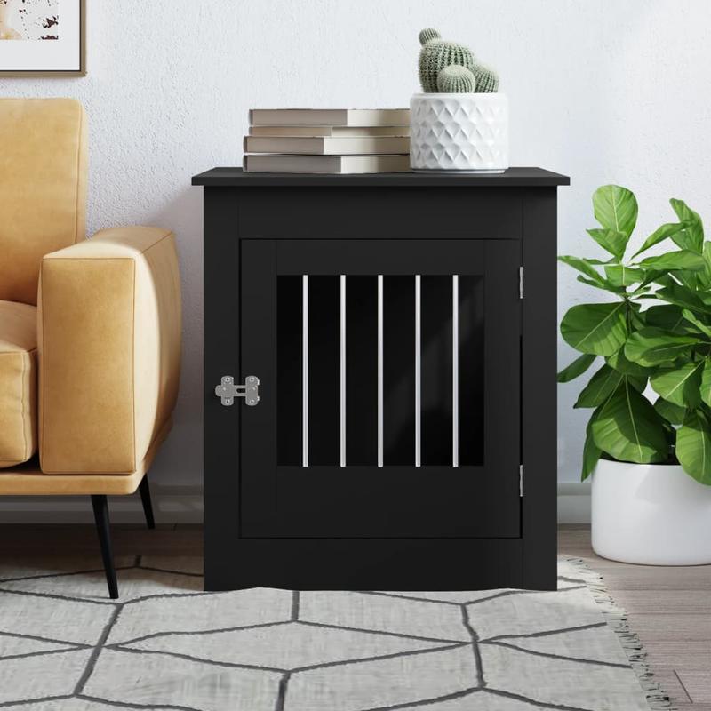 Hondenkennel – Hondenbench – Hondenren – Hondenhok – Meubelstijl – Zwart Metaal – Weerbestendig – Compact 64,5x80x71 cm