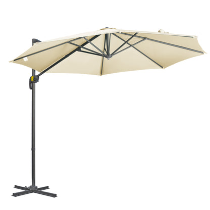 Parasol Octagonaal – Zweefparasol – Zonnescherm – Tuinparasol – Terrasparasol – Kantelbaar – Ø 3 Meter – Stalen Crème Basis