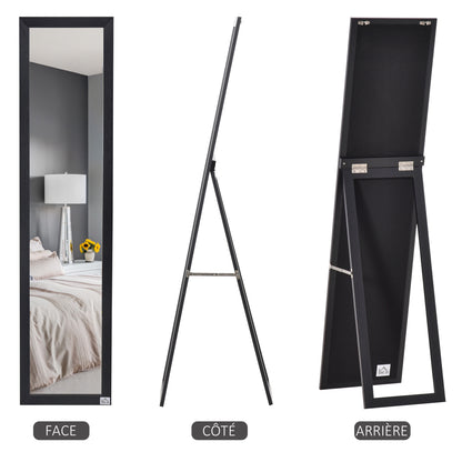 Full-Length Spiegel – Staande Spiegel – Wandspiegel – Kleerhangspiegel – Passpiegel – Zwart MDF-Frame – 154 cm Hoog – Vrijstaand & Wandmontage