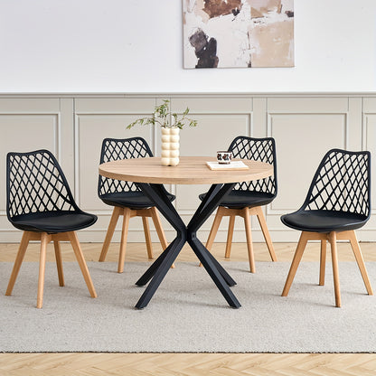 Eetkamerstoel – Stoel – Kuipstoel – Keukenstoel – Bureaustoel – Beukenhouten Poten – Ademend Mesh Rugleuning – PU Zitkussen Ergonomisch Tulip Design