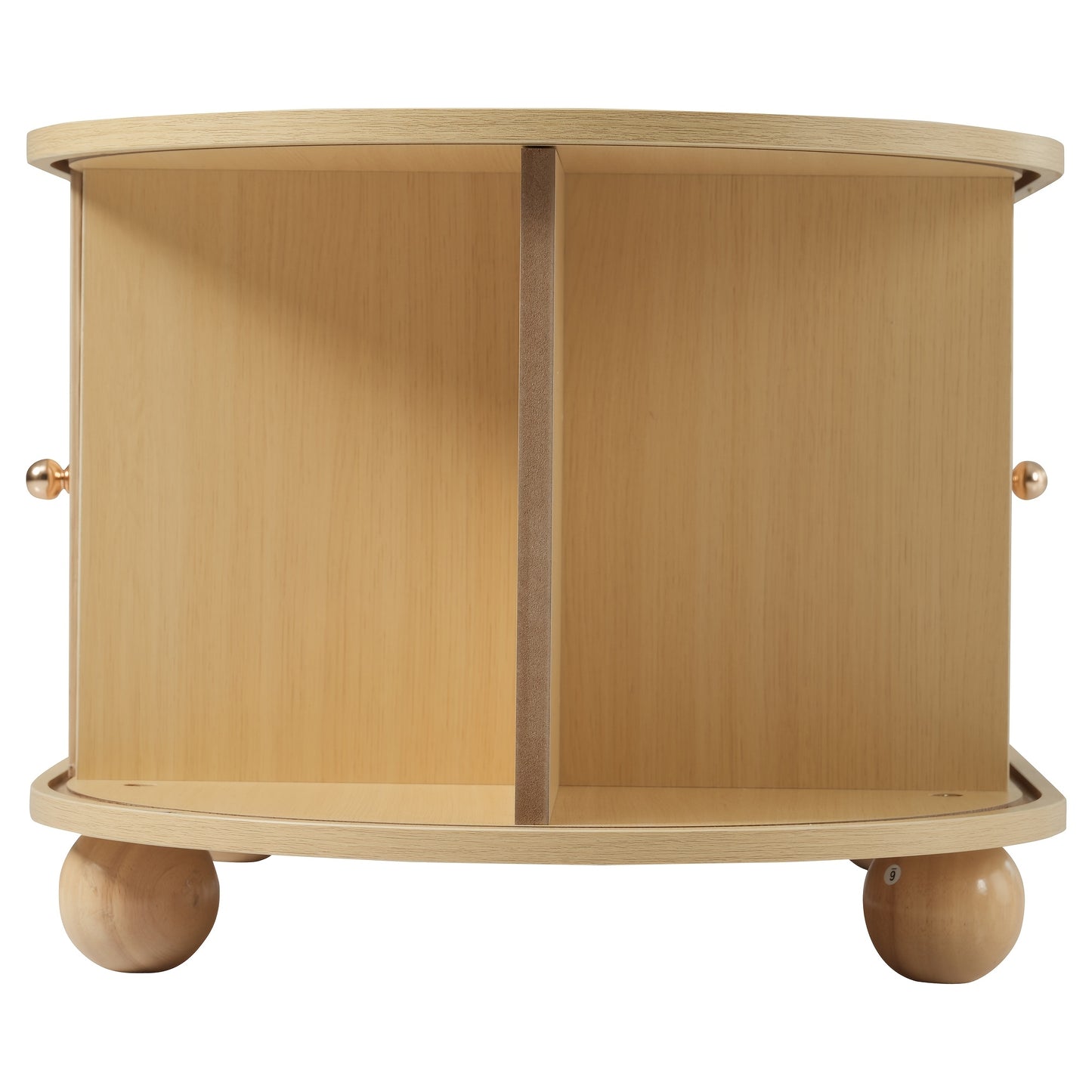 Contemporary Oval Wooden Coffee Table with Storage and Sliding Doors, Multifunctional Space-Saving Furniture, Metal Frame, Easy Assembly, Living Room Storage Solution, Coffee Table for Living Room