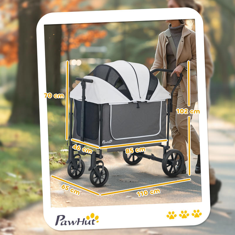 Dog Buggy Foldable for Dogs &Amp; Cats Up to 30 Kg 110 X 65 X 102 Cm Dark Grey Dog Buggy