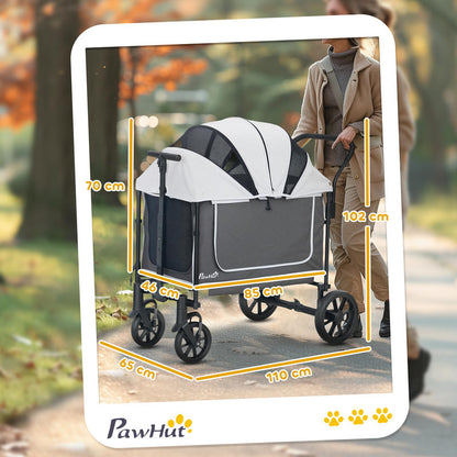 Dog Buggy Foldable for Dogs &Amp; Cats Up to 30 Kg 110 X 65 X 102 Cm Dark Grey Dog Buggy